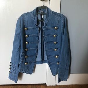 Free People Military Style Denim Jacket